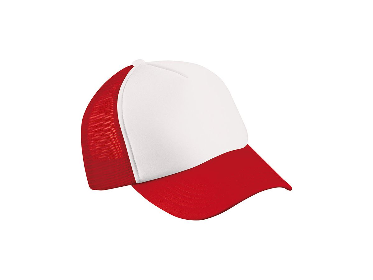 mb 5 Panel Polyester Mesh Cap MB070 100%PES, white/red, Größe one size