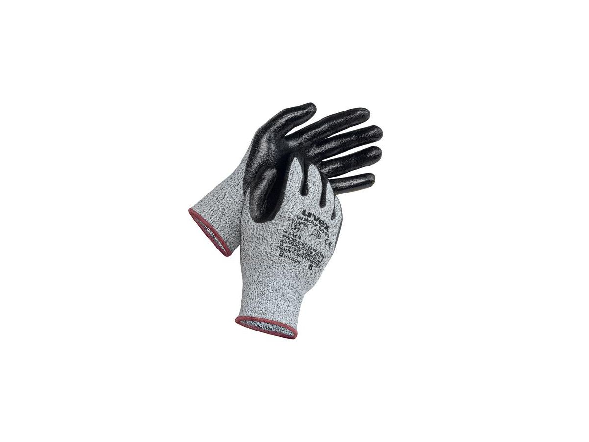 UVEX Schnittschutz-Handschuh unidur 6643 Gr. 8 Nitril grau/schwarz, 6031.4