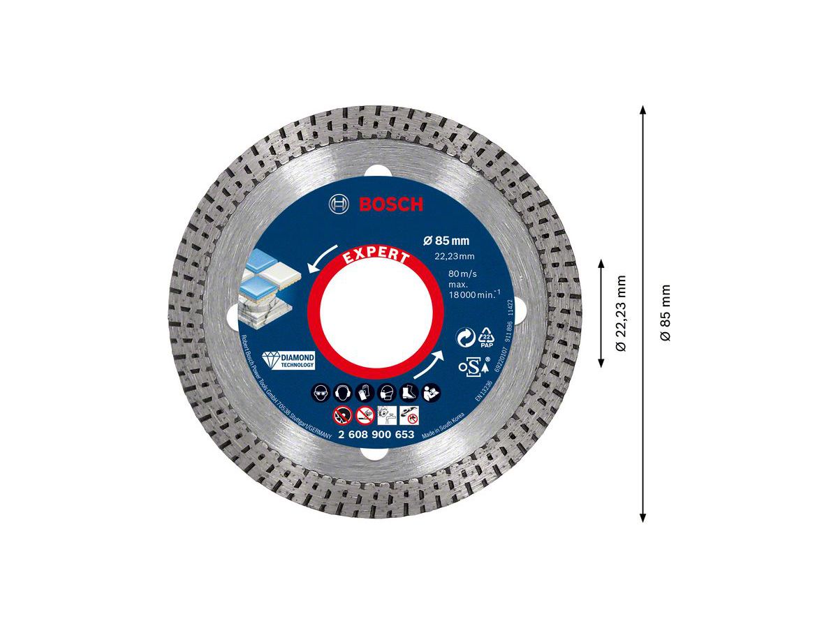 BOSCH Diamanttrennscheibe Expert HardCeramic 85x22,23x1,4x7 mm