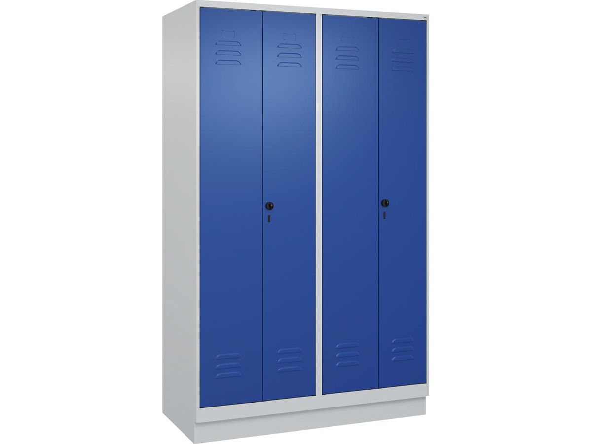 C+P S/W-Gard.-Schrank CLASSIC, Sockel 1950x1200x500mm, 7035/5010, 4 Abt.