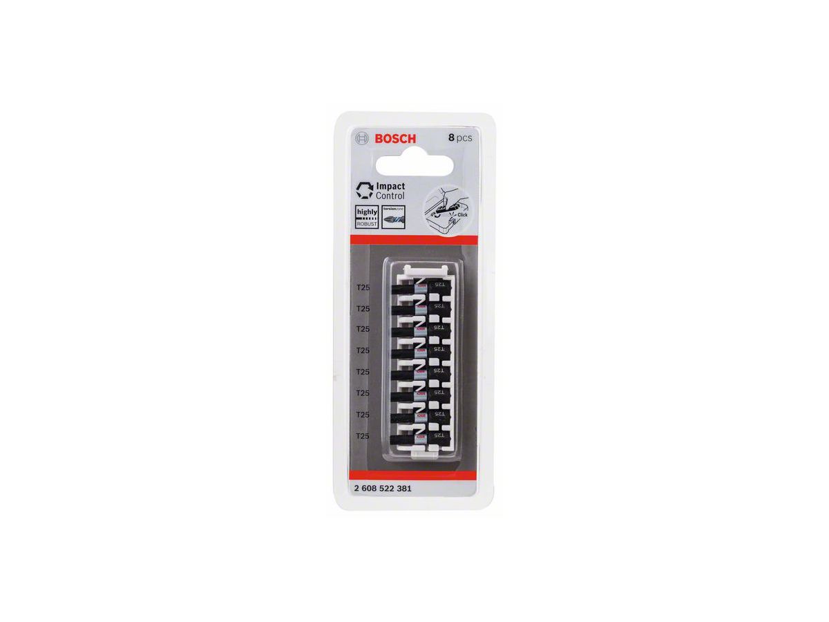 BOSCH Impact Control Schrauberbit-Pack T25x25 mm, VE 8