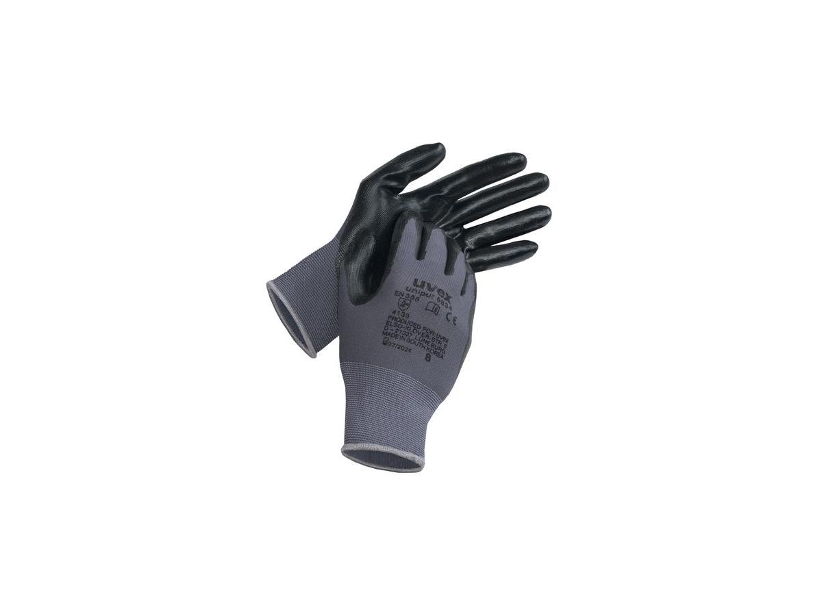 UVEX Montage-Handschuh unipur 6634 Gr. 10 Nitril grau/schwarz, 6032.1