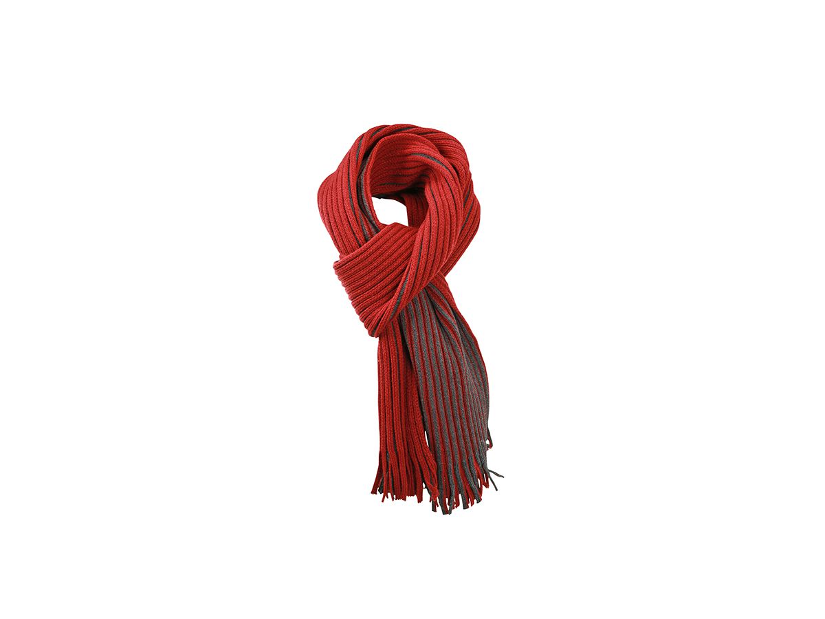 mb Ribbed Scarf MB7989 100%PAC, dark-red/anthracite,  one size