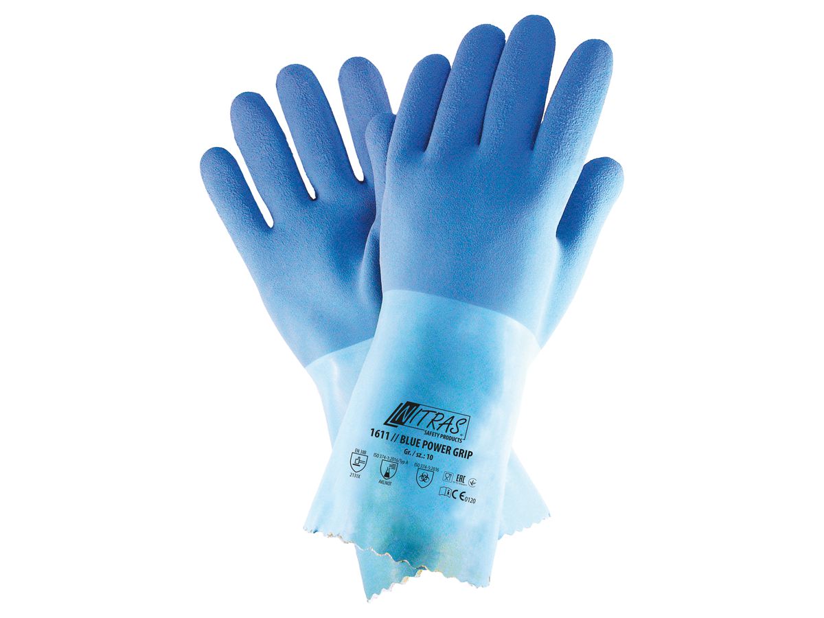 NITRAS BLUE POWER GRIP 1611 Chemikalienschutzhandschuhe, blau, Gr. 8