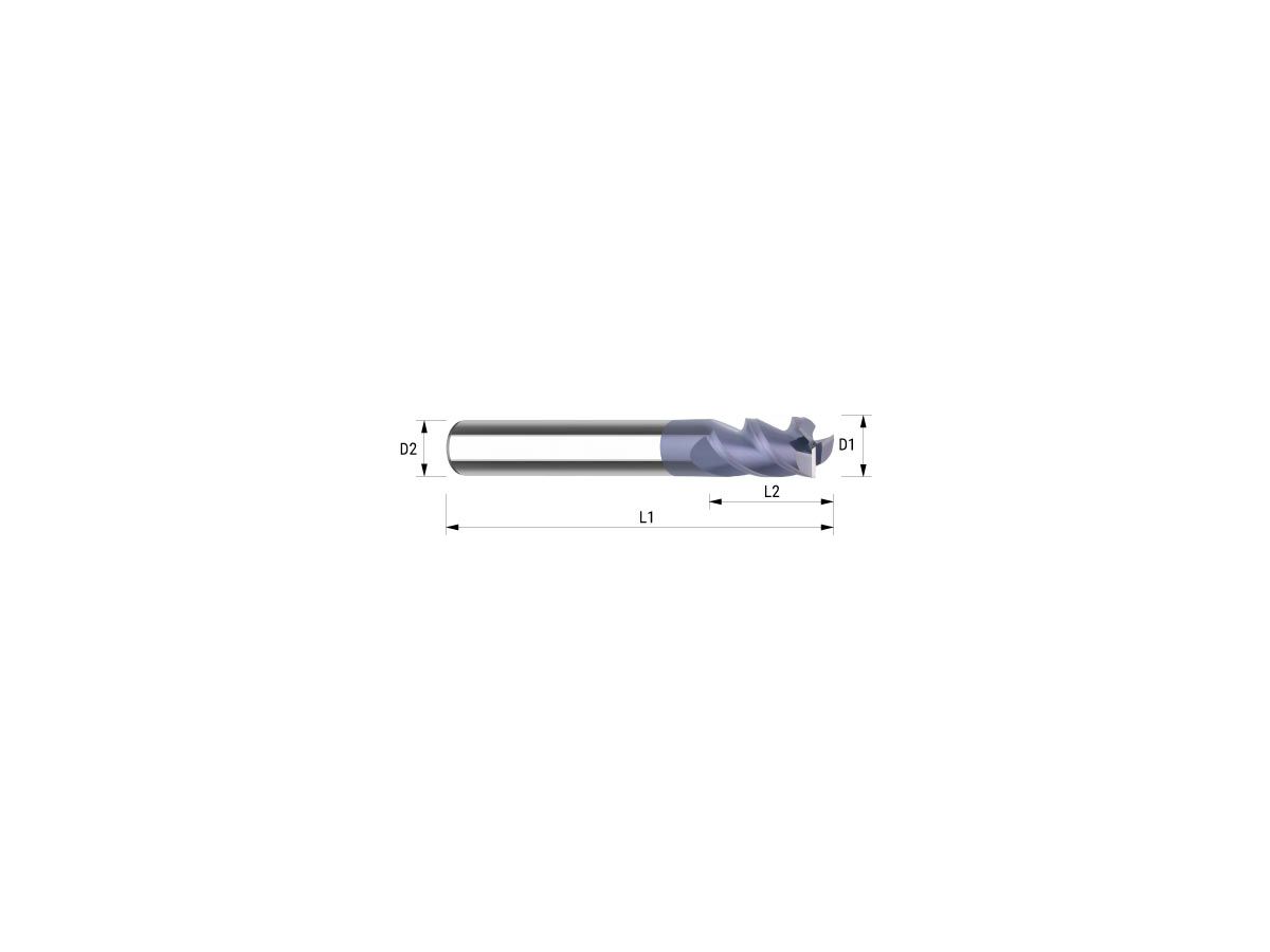 WEMAG VHM-Schaftfräser ø 1,0 D2=6 L2=4 L1=57 Z=3 HA TIALN