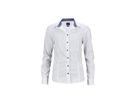 JN Ladies Shirt "Plain"  JN647 100% BW,  white/blue-white, Gr. XS