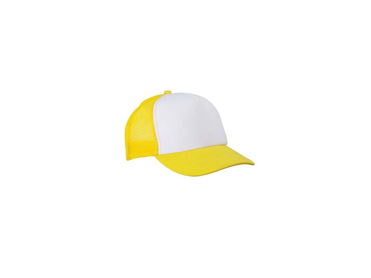 mb 5 Panel Polyester Mesh Cap MB070 100%PES, white/sun-yellow, Gr. one size