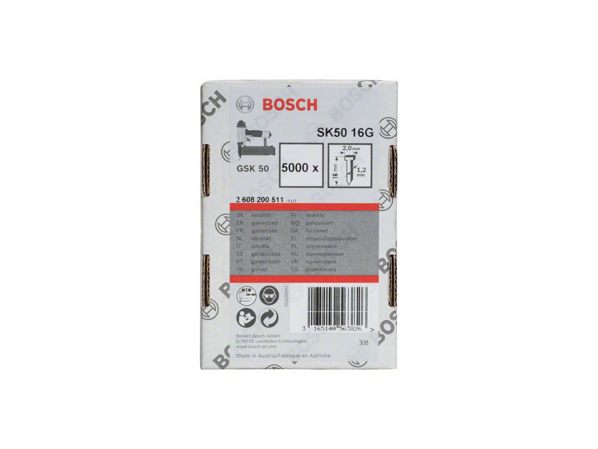 BOSCH Senkkopf-Stift SK 640 16G 1,2/16 mm, verzinkt, VE 5000