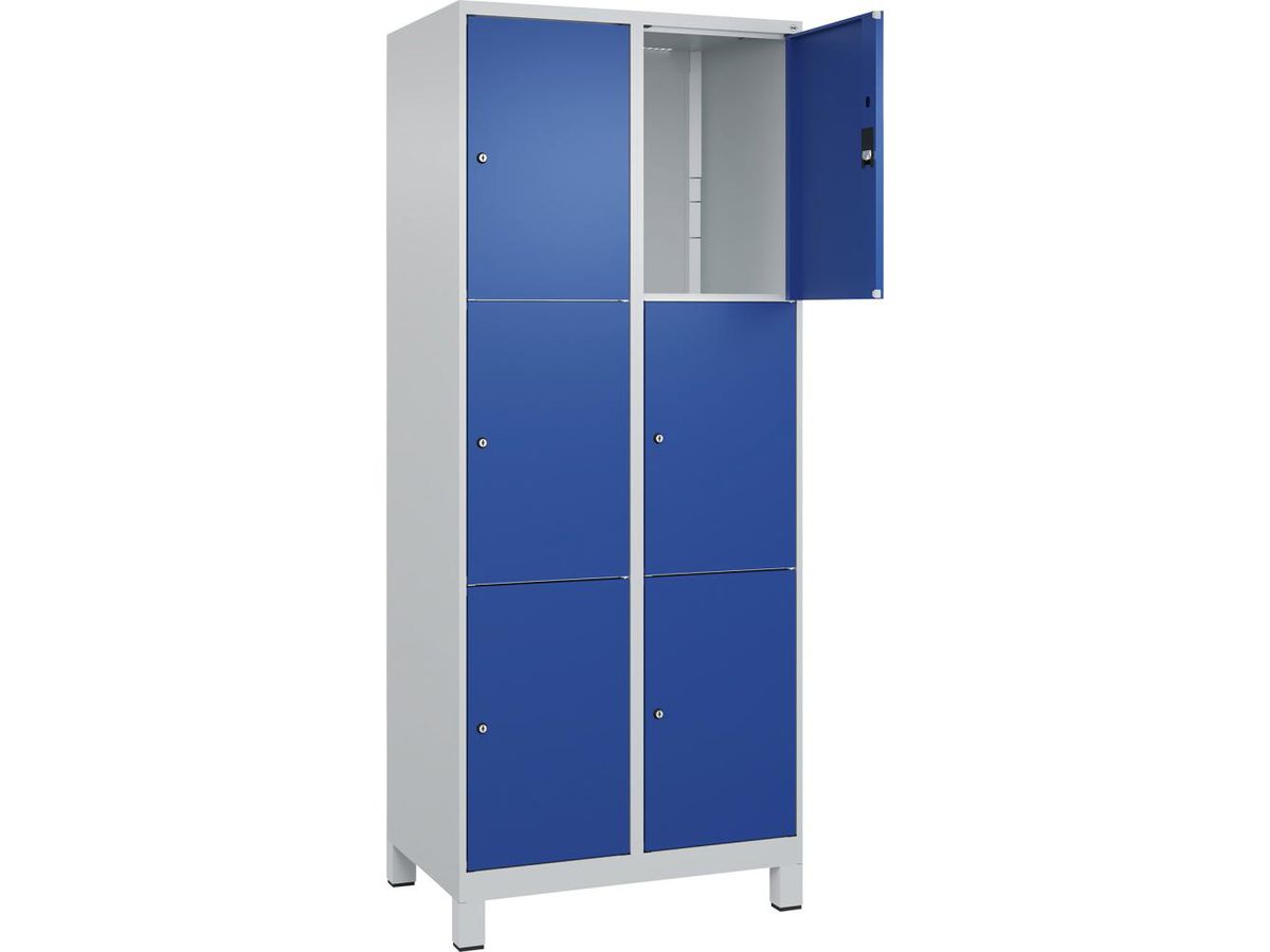 C+P Fächerschrank CLASSIC, Füße 1950x800x500mm, 7035/5010, 2x3 Fächer