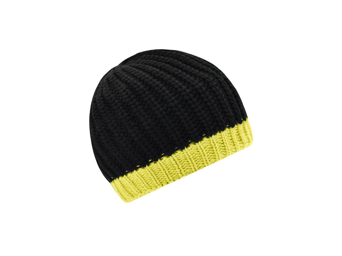 mb Wintersport Hat MB7103 black/acid-yellow, Größe one size