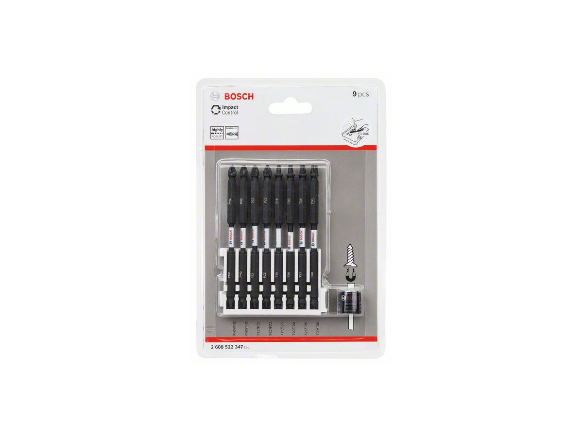 BOSCH Impact Bit Doppelklingen-Set 110mm PH1-2/PH2-3/PH2-PZ2/SL1/T15-20/T25-30