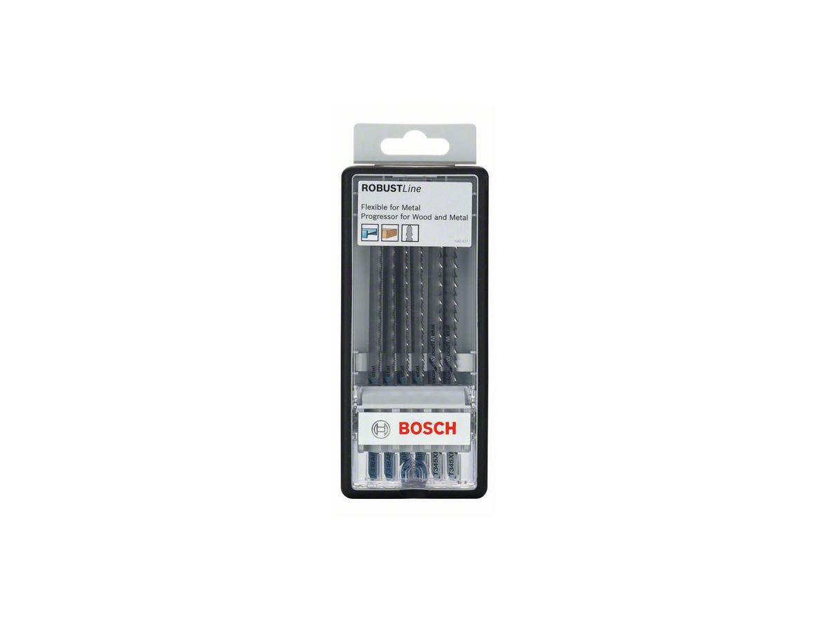 BOSCH Stichsägeblatt-Set Robust Line Metal Profile, T-Schaft, 6-teilig