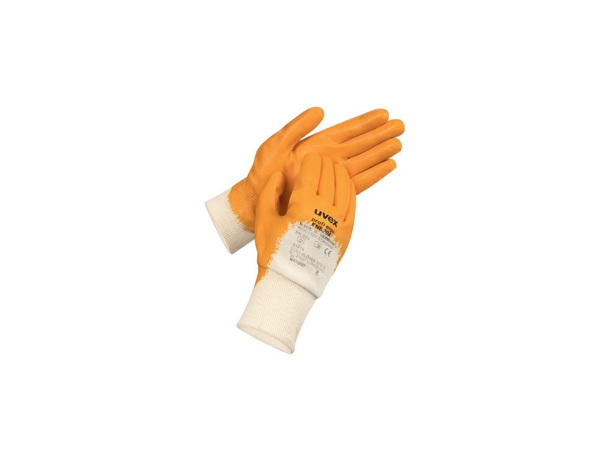 UVEX Montage-Handschuh profi ergo ENB20A Gr. 8 Nitril orange, 6014.7