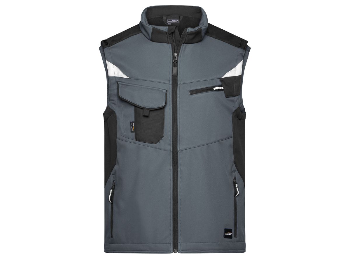 JN Workwear Softshell Vest JN845 100%PES, carbon/black, Größe 5XL