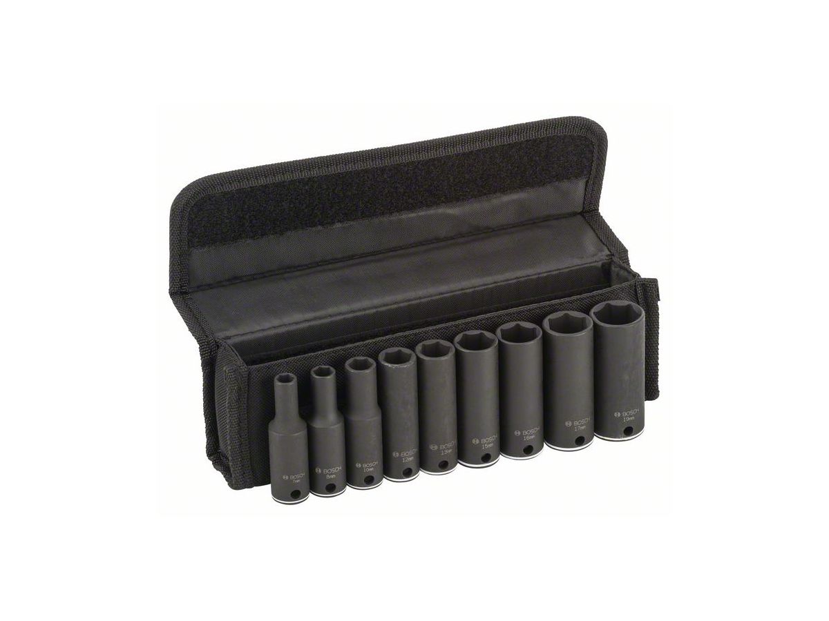 BOSCH Steckschlüsseleinsatz-Set 3/8" L 63 mm, 7 - 19 mm, 9-teilig