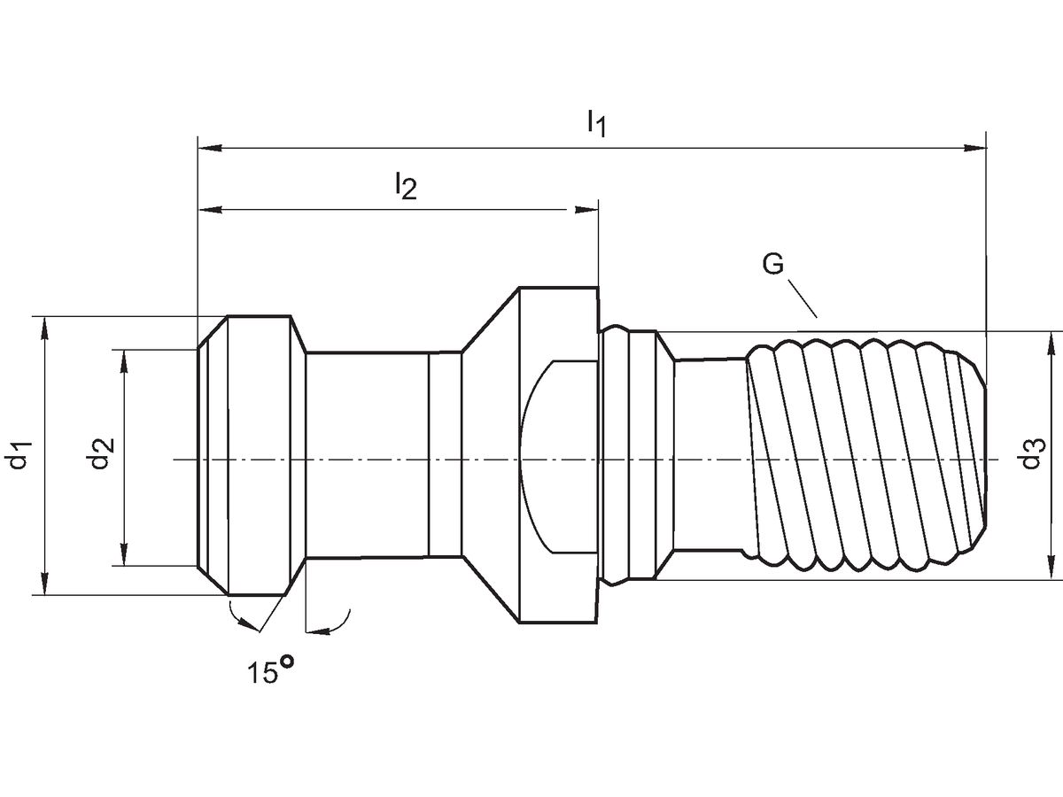 Aantrekbout DIN69872B SK40-M16 FORMAT DIN69872 B SK 40 - M 16