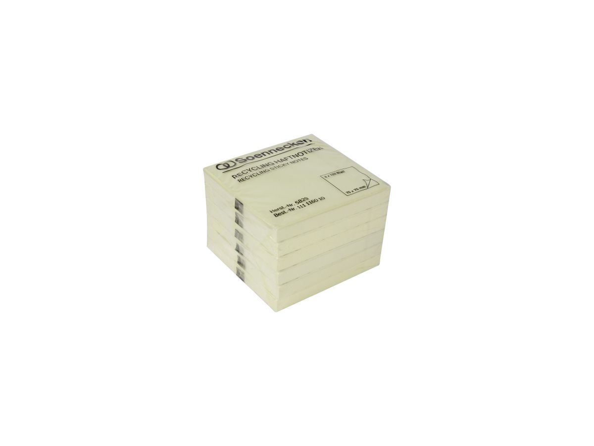 Soennecken Haftnotiz 5829 Recycling 75x75mm 100Blatt gelb 6 St./Pack.