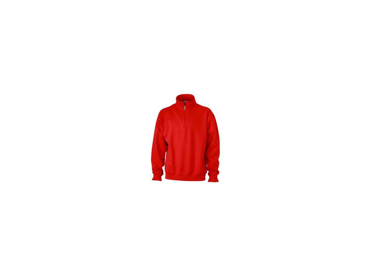 JN Workwear Half Zip Sweat JN831 70%BW/30%PES, red, Größe S