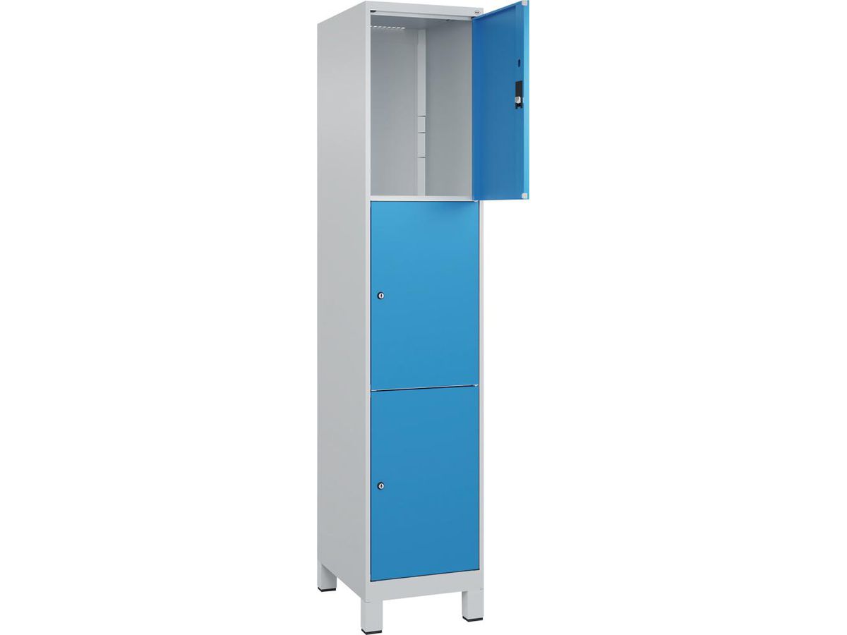 C+P Fächerschrank CLASSIC, Füße 1950x400x500mm, 7035/5012, 1x3 Fächer