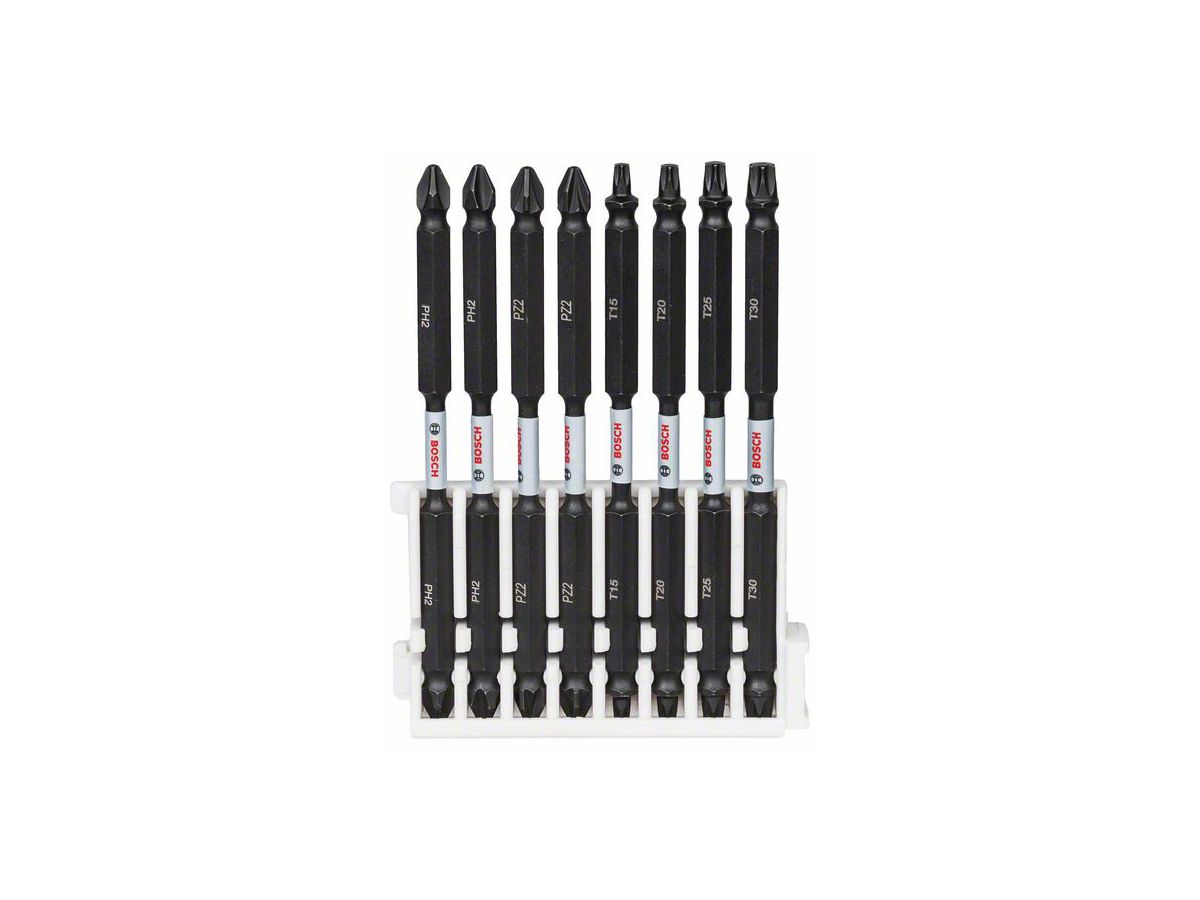 BOSCH Impact Bit Doppelklingen-Set PH2/PZ2/T15/T20/T25/T30, 8-teilig