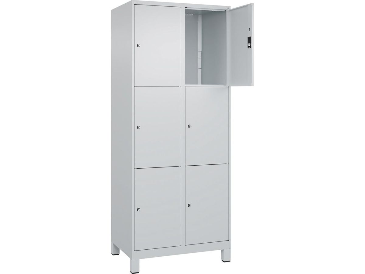 C+P Fächerschrank CLASSIC, Füße 1950x800x500mm, 7035, 2x3 Fächer