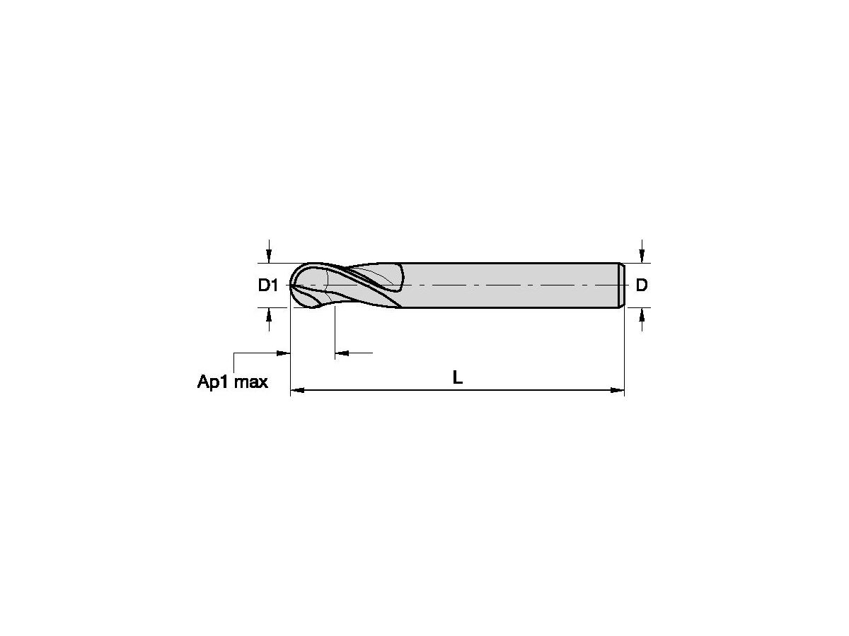 KENNAMETAL F2AL0100AWL30KC639M VHM FRAESER KUGELKOPF A D=1 Z=2 30