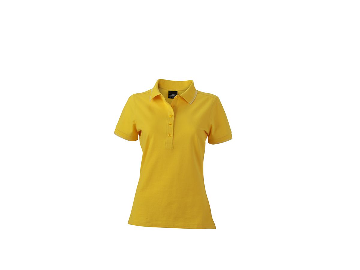 JN Ladies Polo JN985 95%BW/5%EL, sun-yellow/white, Größe M