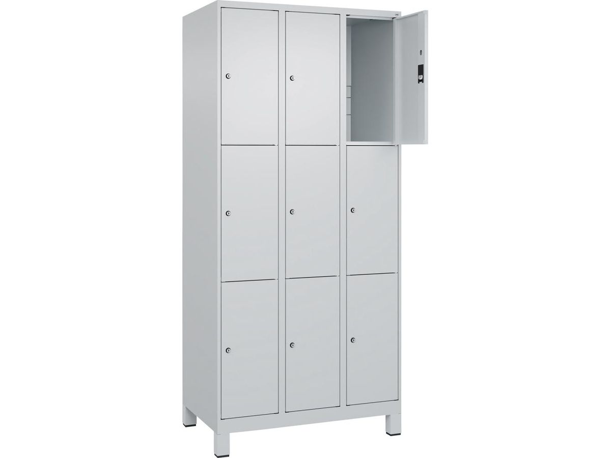 C+P Fächerschrank CLASSIC, Füße 1950x900x500mm, 7035, 3x3 Fächer