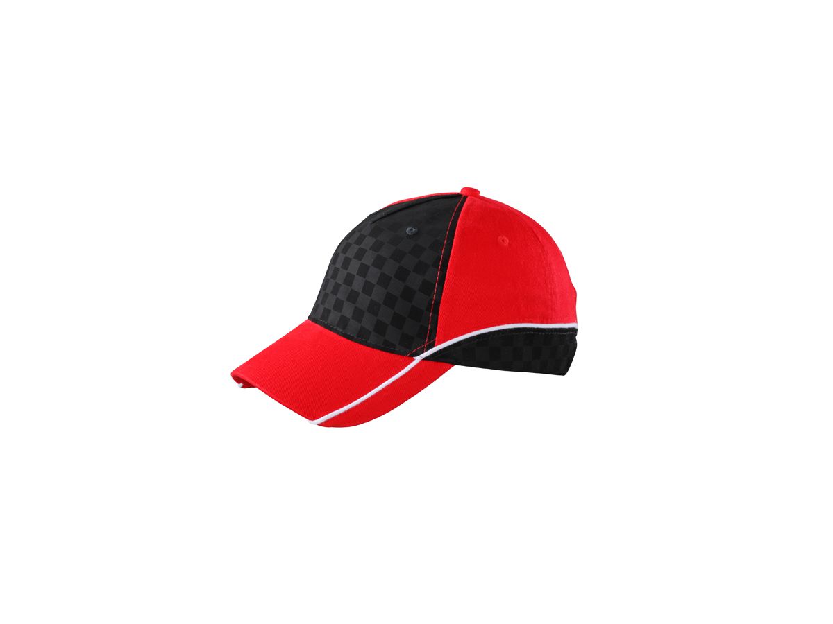 mb Racing Cap Embossed MB6560 100%BW, red/black/white, Größe one size