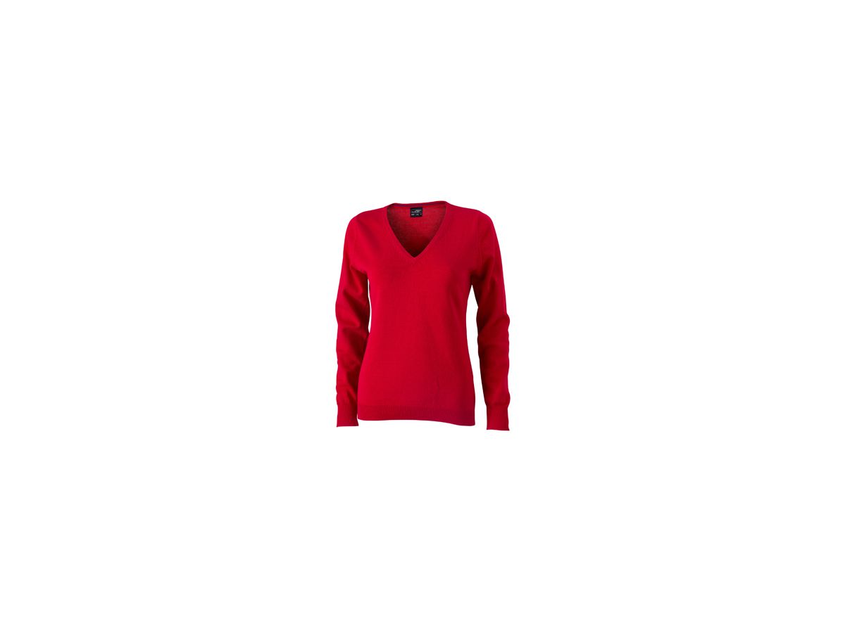 JN Ladies V-Neck Pullover JN658 100%BW, red, Größe M