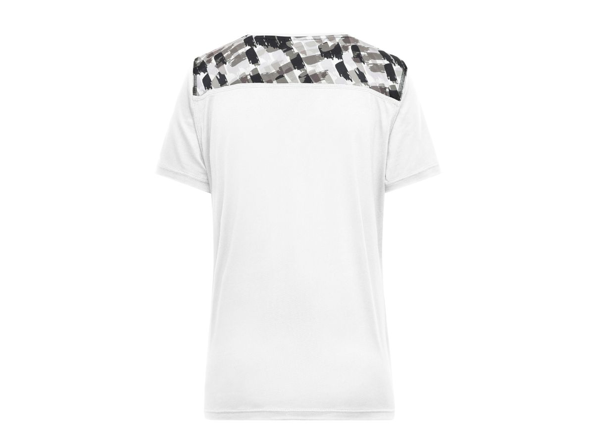JN Ladies' Sports Shirt JN523 white/black-printed, Größe S