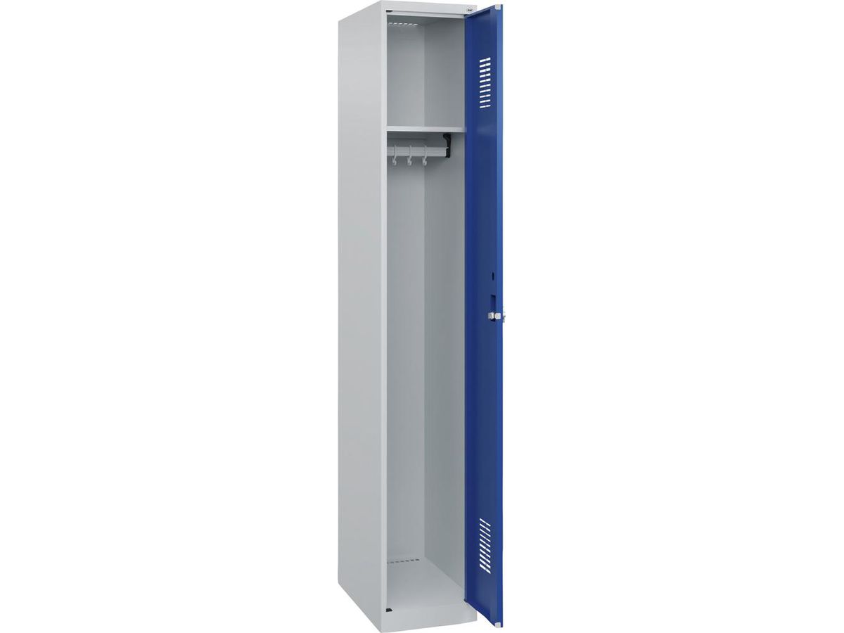 FORMAT Garderobenschrank BASIC bodenst. 1850x300x500mm, 7035/5010, 1 Abt.