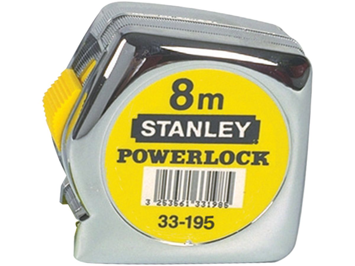 STANLEY Taschenbandmaß Powerlock mit Kunststoffgehäuse 8 m 25 mm breit