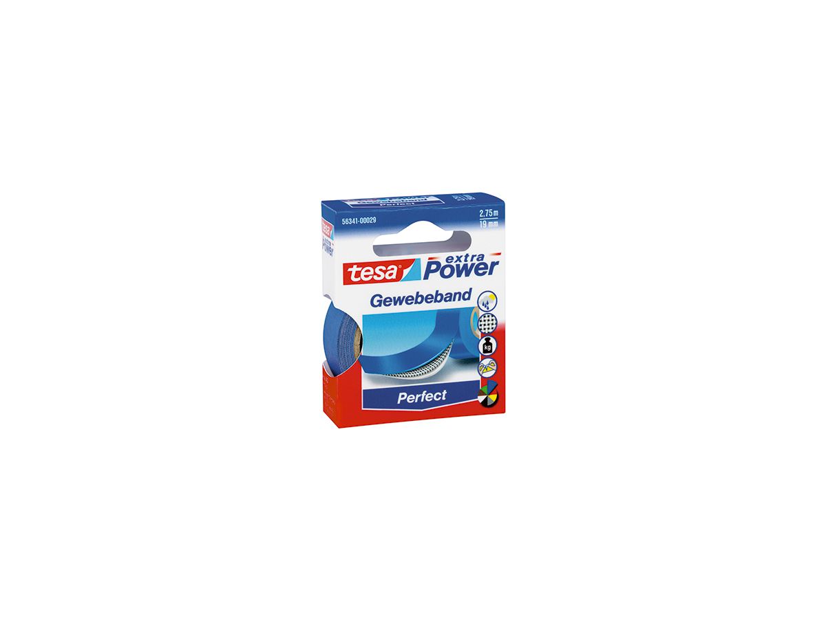 tesa Gewebeband Extra Power Perfect 56341-00029 19mmx2,75m blau