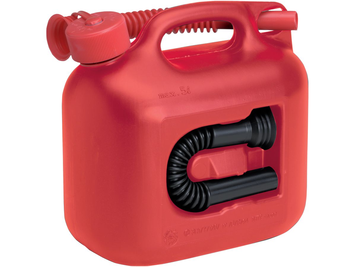 HÜNERSDORFF Kraftstoffkanister PREMIUM rot, 5L, mit 2 Auslaufrohren
