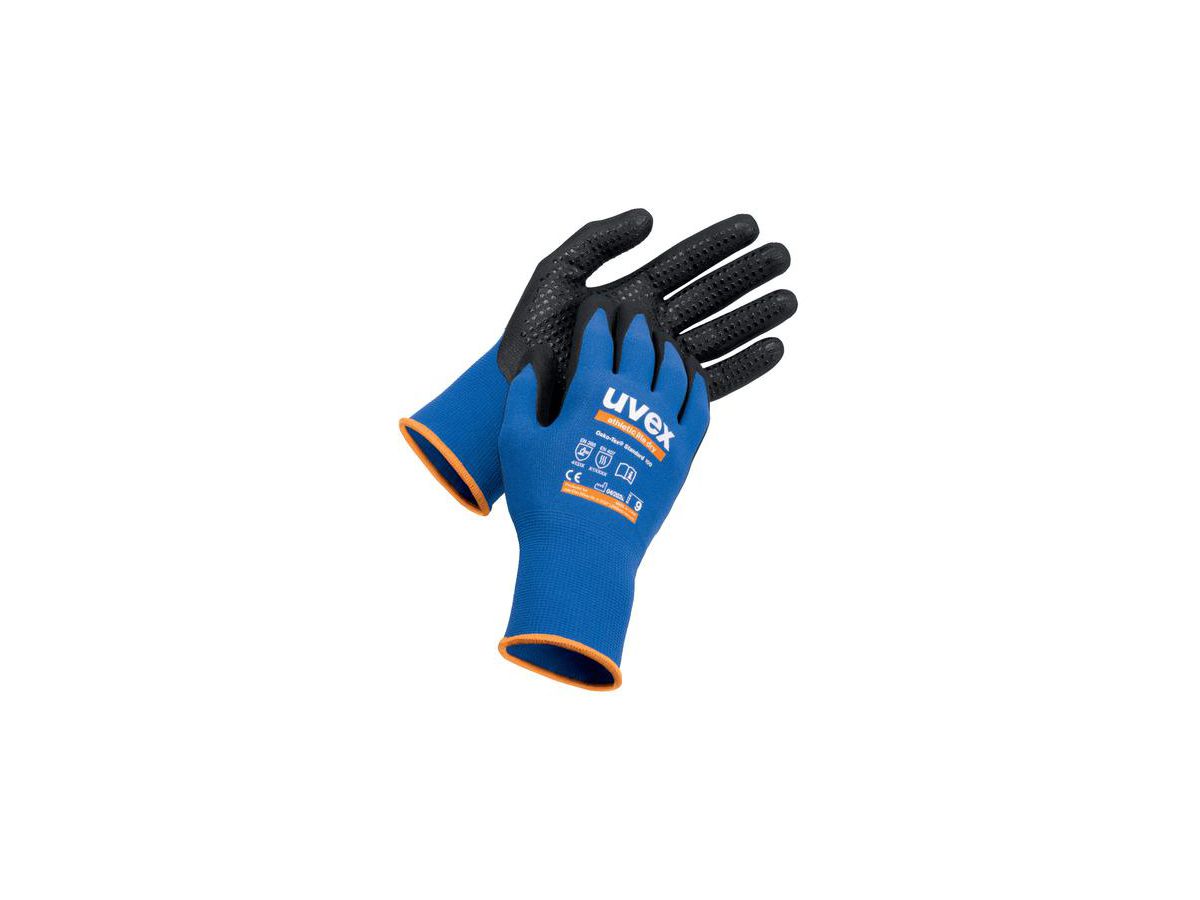 UVEX Montage-Handschuh athletic lite dry Nitril-Noppen blau/schwarz, 6003.3