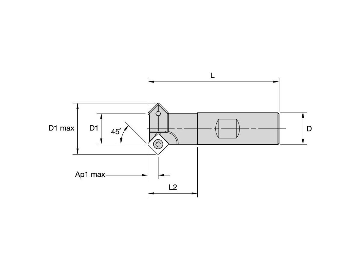 KENNAMETAL 20D2R030B20SSD09 PLANSCHAFTFRAESER 45° D=20 Z=2