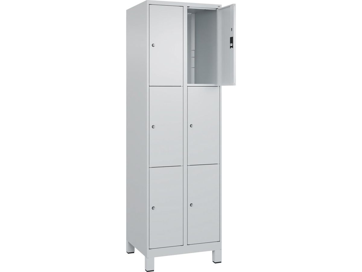 C+P Fächerschrank CLASSIC, Füße 1950x600x500mm, 7035, 2x3 Fächer