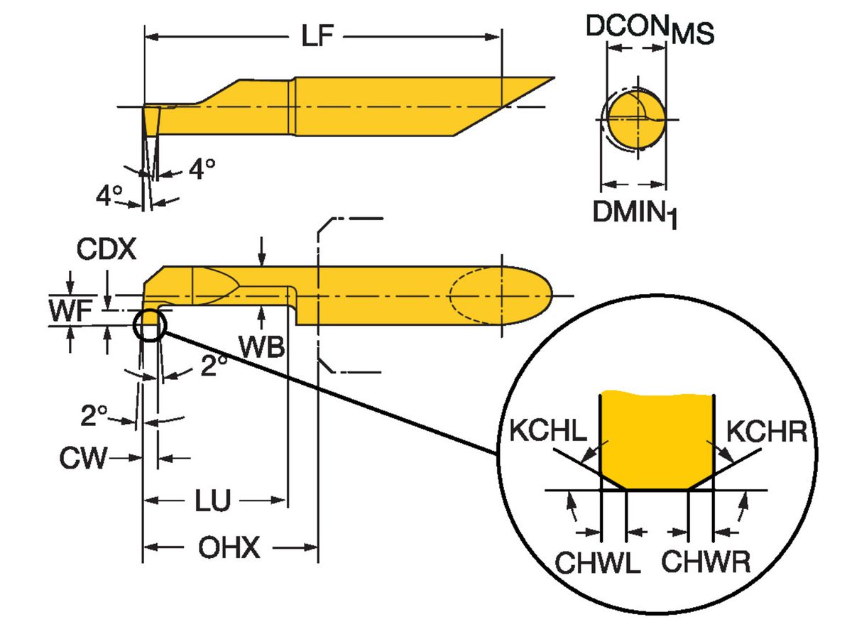 COROMANT CoroTurn XS VHM-Werkzeug zum Einstechen CXS-04G100-4210L1025