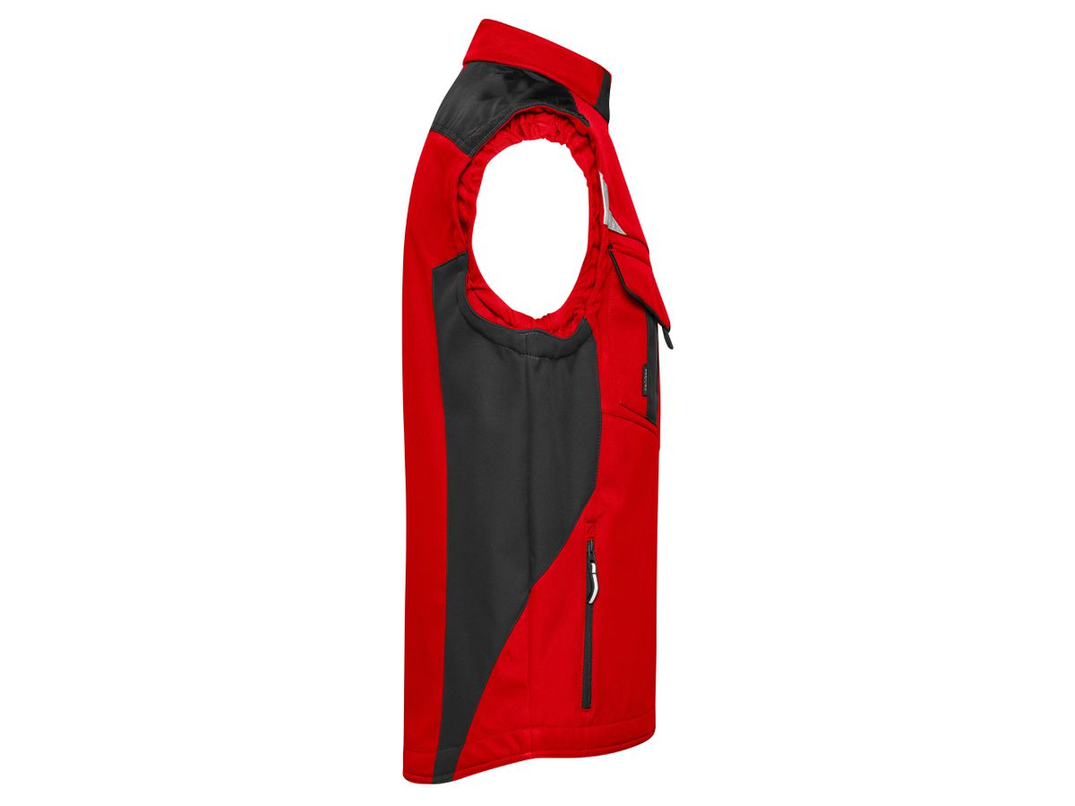 JN Workwear Softshell Vest JN845 100%PES, red/black, Größe XS