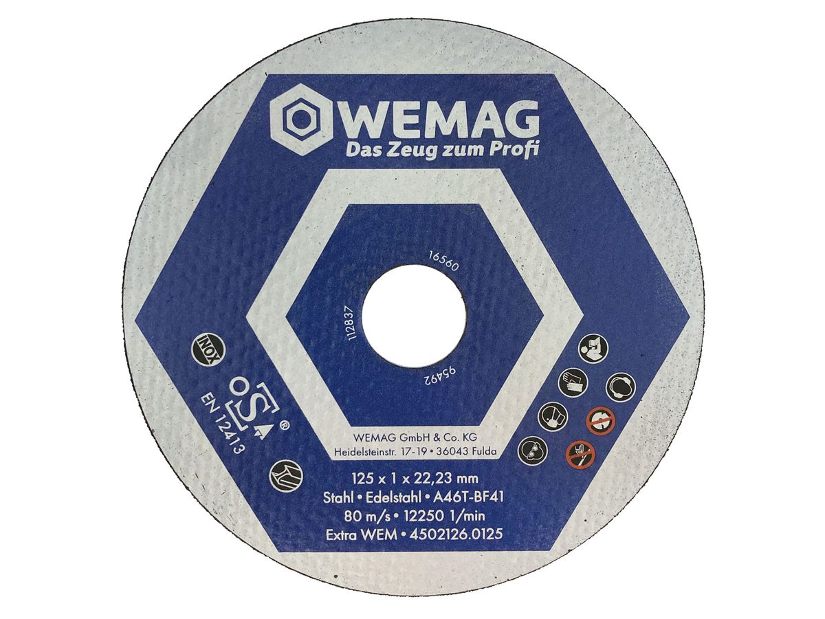 WEMAG cutting disc 125 x 1 x 22,23 mm A 60 EXTRA for steel/inox