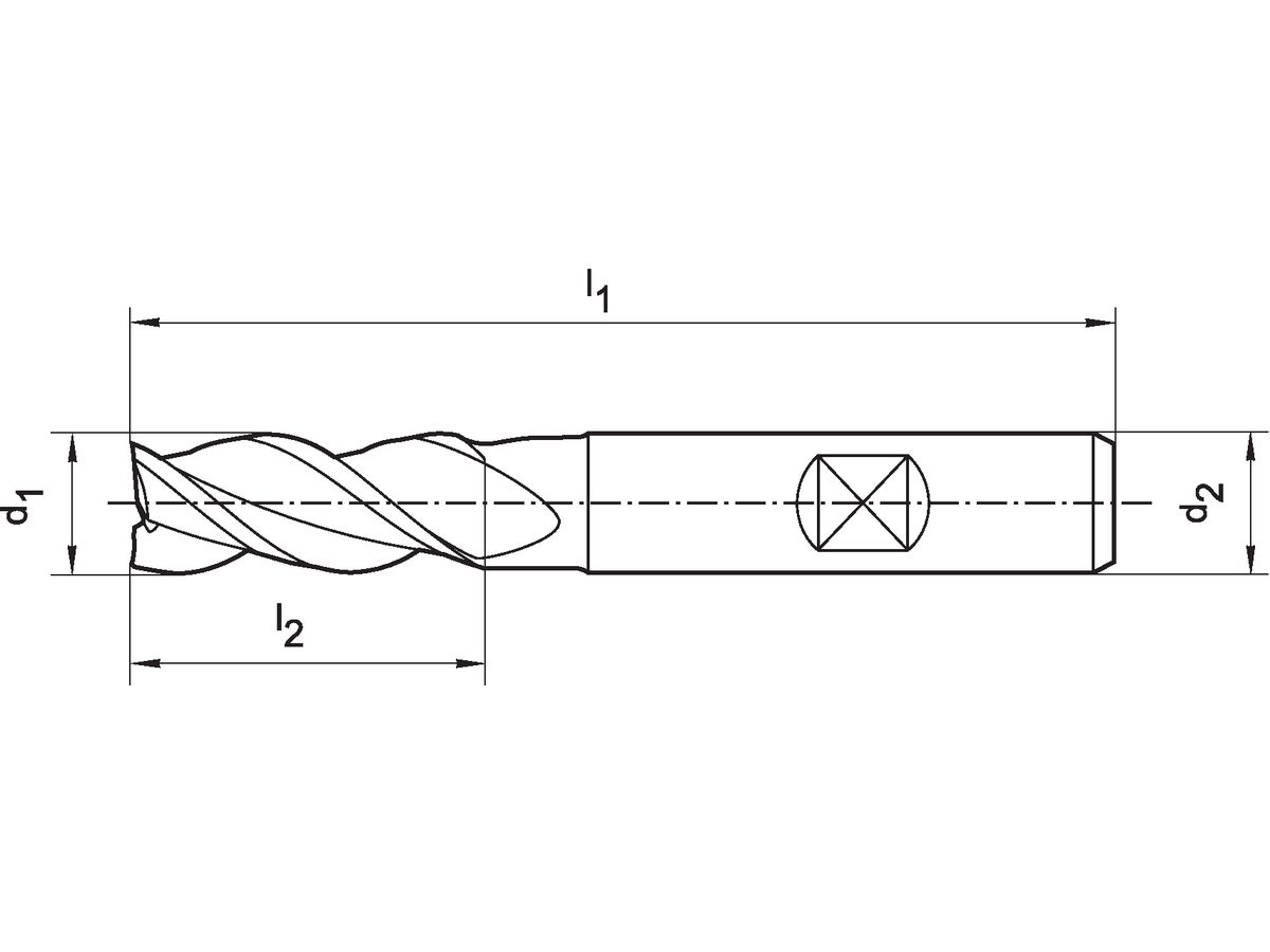 End mill Al D844BK HSSCo8 12.00mm FORMAT