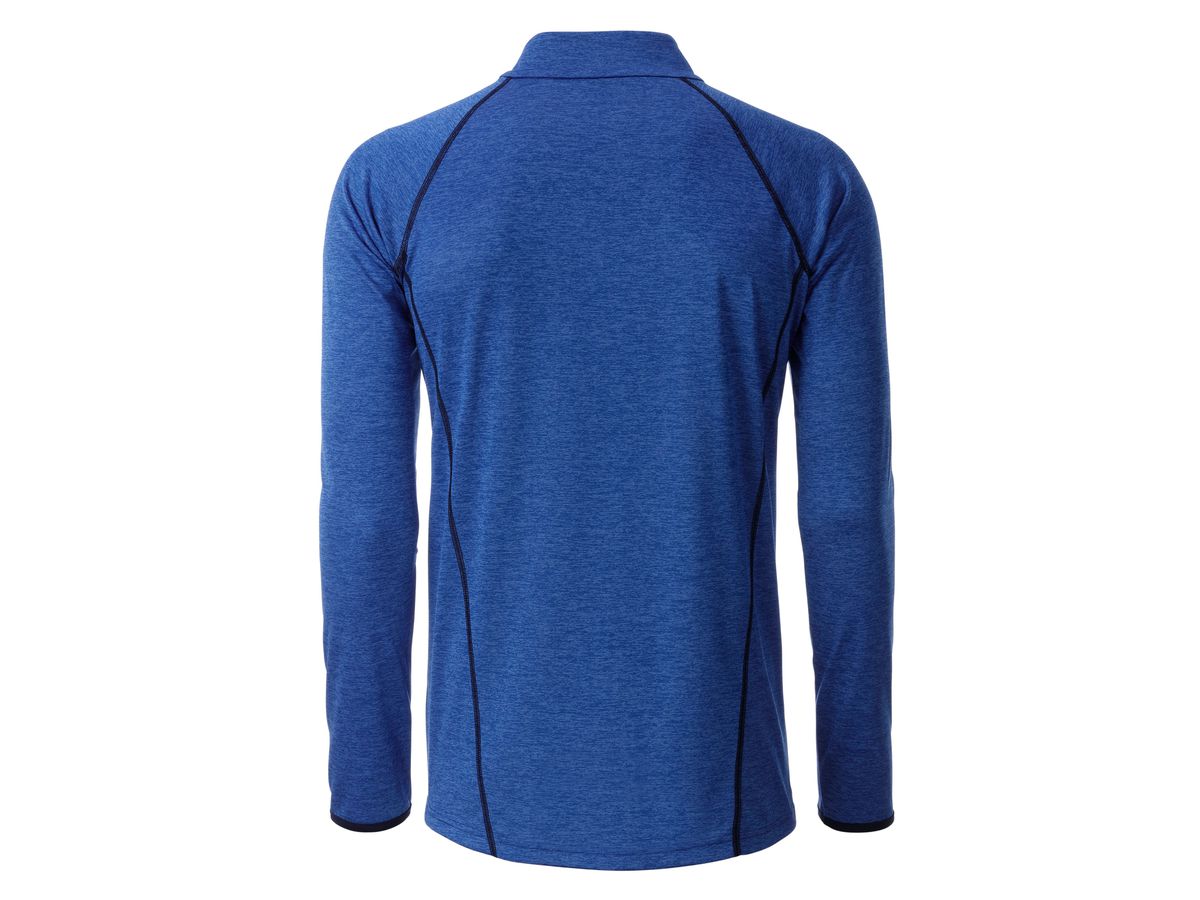 JN Men's Sports Shirt Longsleeve JN498 blue-melange/navy, Größe XXL