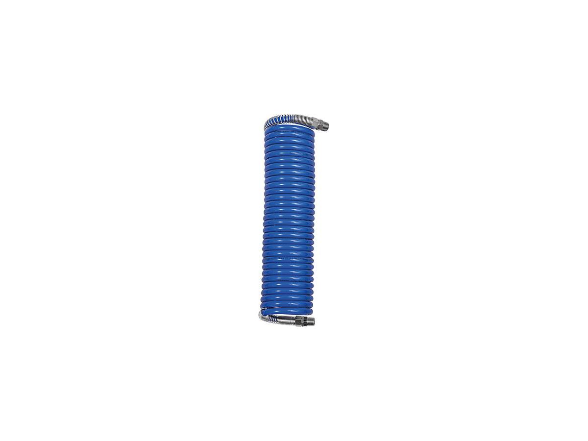 Spiralschlauch PA blau, Verschraubung + Knickschutz AG R 1/4", 8x6 mm, 5 m