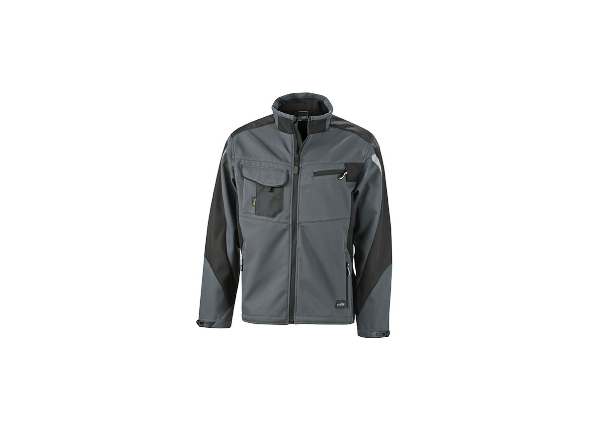 JN Workwear Softshell Jacket JN844 100%PES, carbon/black, Größe 3XL