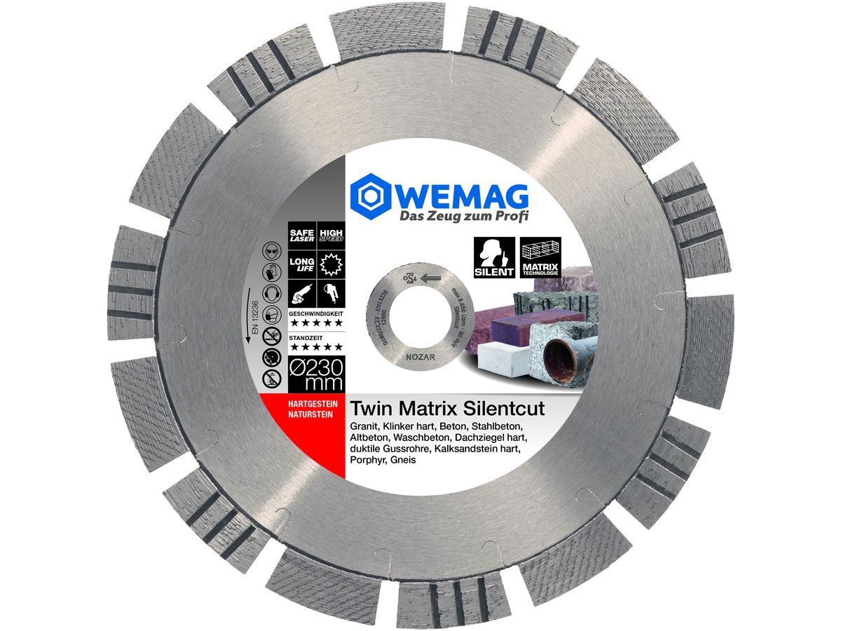 WEMAG-HP Diamant-Trennscheibe Silentcut 230x22,23mm, 14 Segmente a 40x2,6x17mm