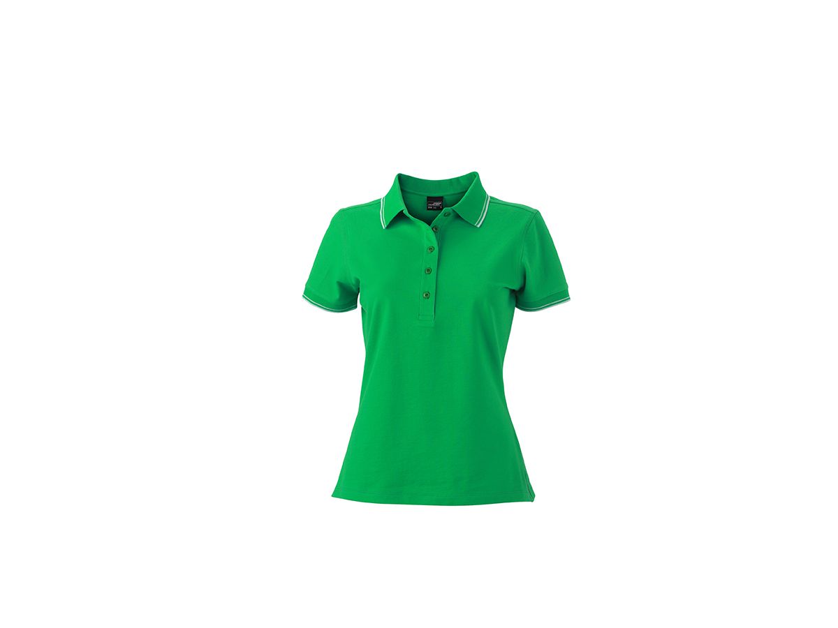 JN Ladies Polo JN985 95%BW/5%EL, fern-green/white, Größe XL