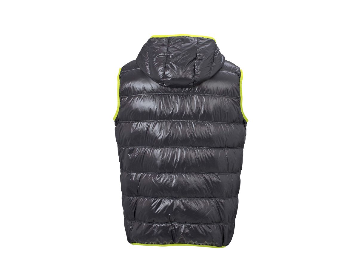 JN Mens Down Vest JN1062 100%PA, carbon/acid-yellow, Größe S