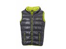 JN Mens Down Vest JN1062 100%PA, carbon/acid-yellow, Größe S